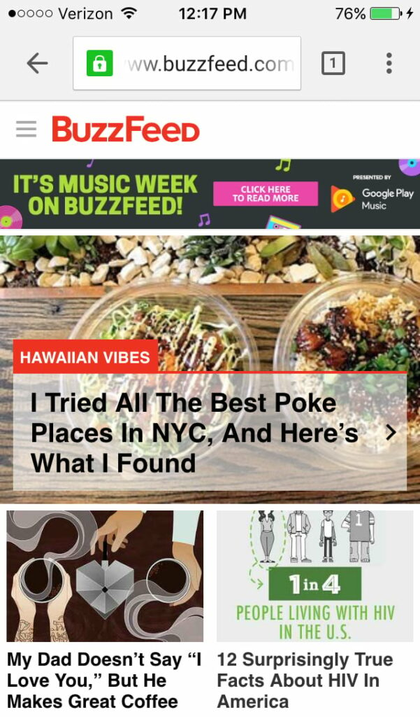 Buzzfeed Mobile Website